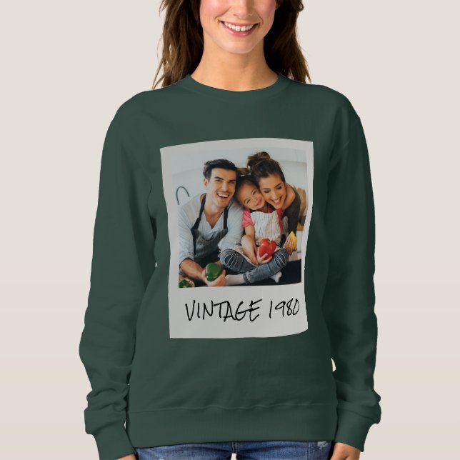 Sweatshirt Photo Vintage Personnalisée Et Année (Devant)