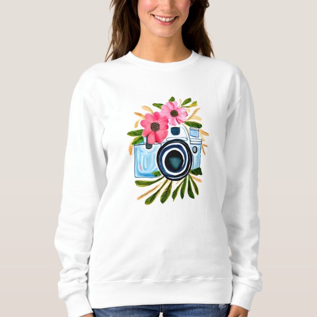 Sweatshirt Photographie personnalisée Fleurs de caméra Vintag (Devant)