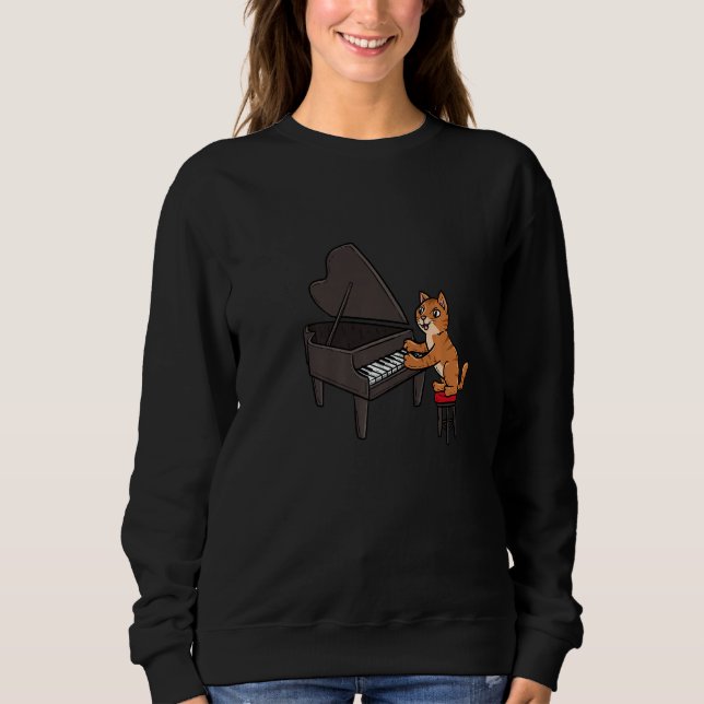 Sweatshirt Pianist Cat Musician Instrumentalist Piano Player  (Devant)