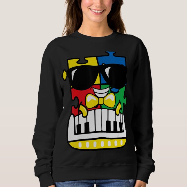 Sweatshirt Pianiste Sensibilisation sur l'autisme Cute Piano  (Devant)