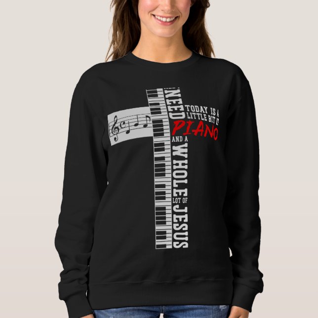 Sweatshirt Piano Enseignant Pianiste Clavier Croix Jésus Chri (Devant)