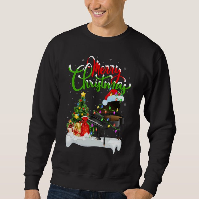 Sweatshirt Piano Music   Xmas Decorations Santa Piano Christm (Devant)
