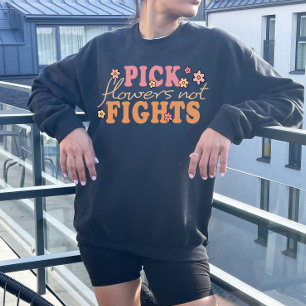 Sweatshirt Pick Flowers pas combats, Retro Boho