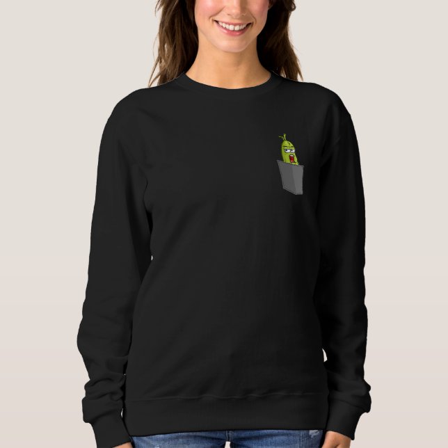 Sweatshirt Pickle Fake Pocket Vegan Food  Cucumber (Devant)