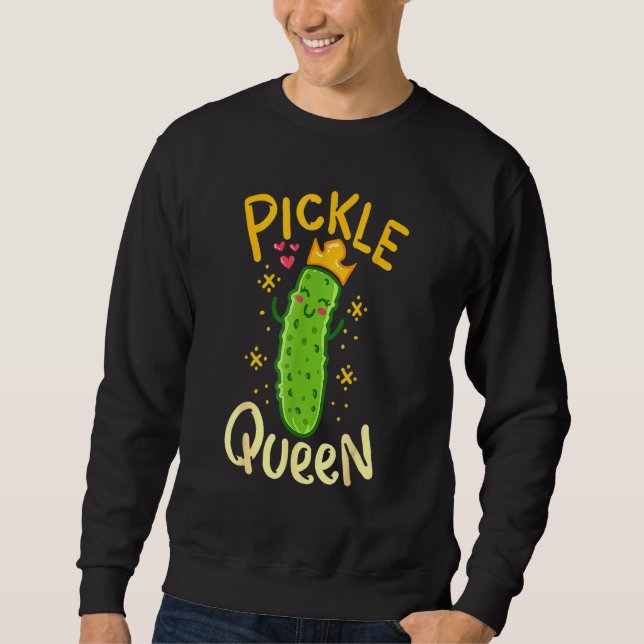 Sweatshirt Pickle Queen Vegan Cucumber Vegetable (Devant)