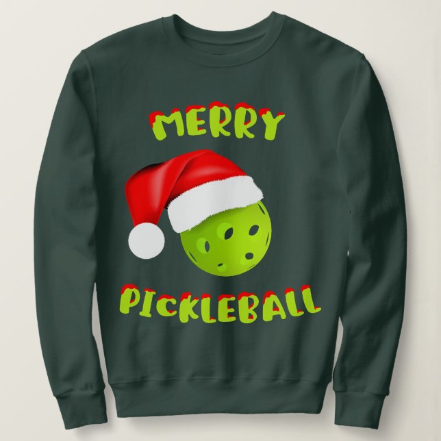 Sweatshirt Pickleball de Noël Pickleball de Santa Hat Joueur  (Design devant)