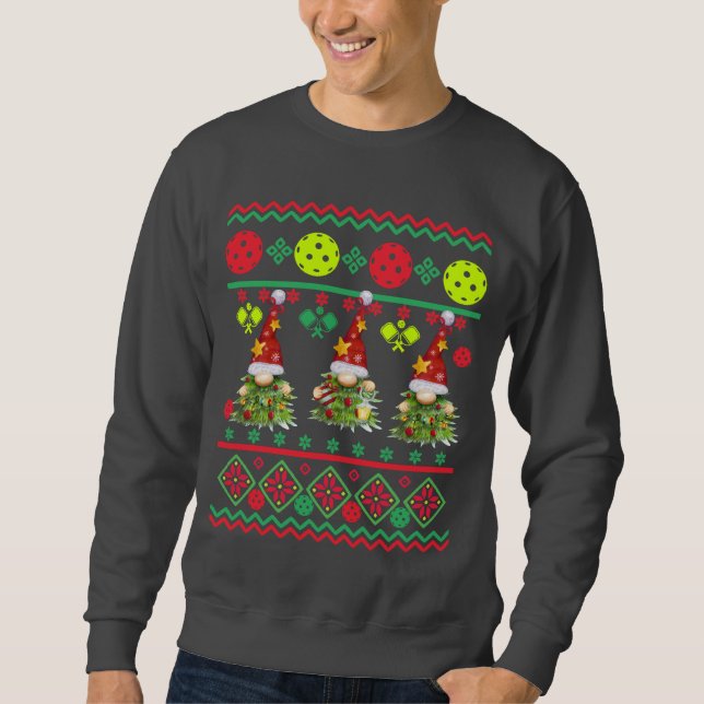 Sweatshirt Pickleball Festive Gnomes laide pull (Devant)