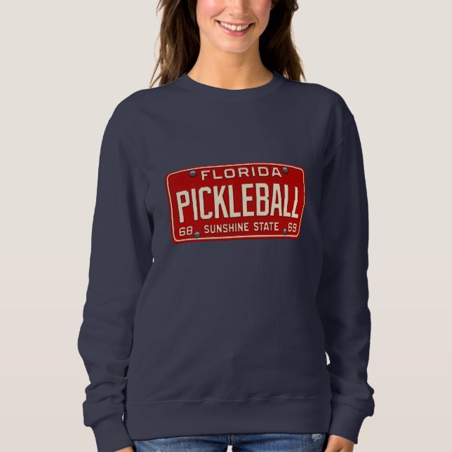 Sweatshirt Pickleball Player Fan Retro Florida License Plate (Devant)