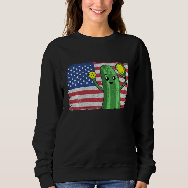 Sweatshirt Pickleball Us Drapeau Américain Pickleball Avec Pa (Devant)
