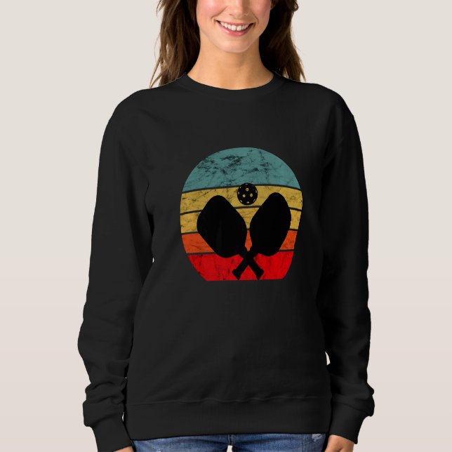 Sweatshirt Pickleball Vintage Retro Sunset Pickle Ball Paddle (Devant)