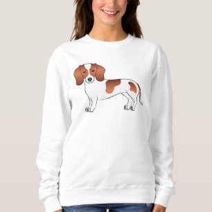 Sweatshirt Piebald Rouge Doux Cheveux Dachshund mignon Dessin