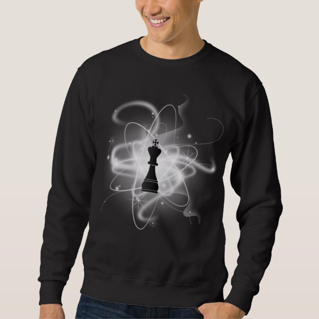 Sweatshirt Pièce d'échecs atomique noire et blanche - King (Devant)