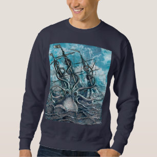 Sweatshirt Pieuvre géante Mer Bleue Monstre Voilier