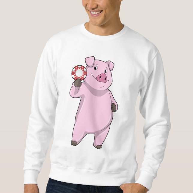 Sweatshirt Pig au Poker avec des jetons de Poker (Devant)