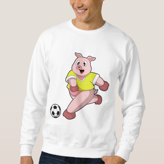 Sweatshirt Pig comme joueur de football avec Soccer (Devant)
