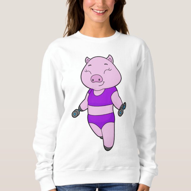 Sweatshirt Pig Fitness Dumbbell (Devant)