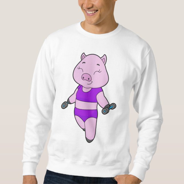 Sweatshirt Pig Fitness Dumbbell (Devant)