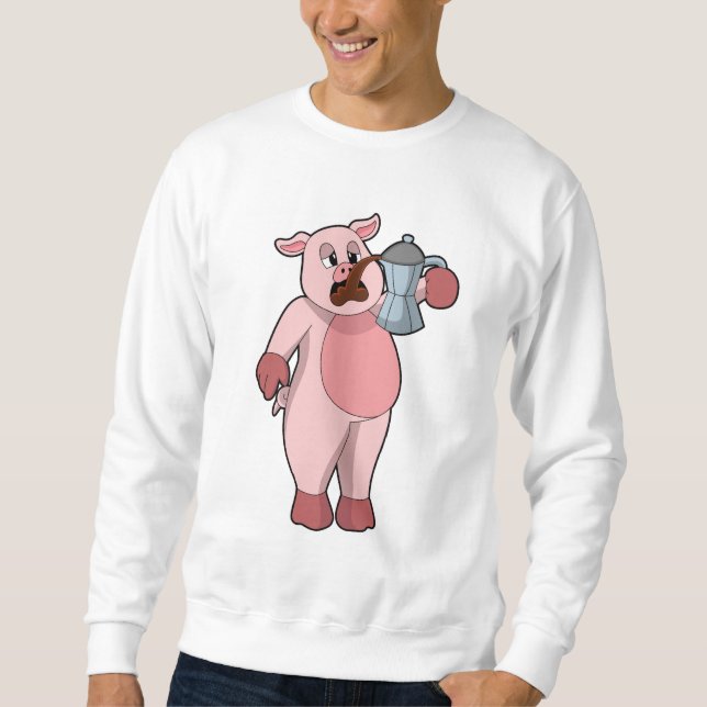 Sweatshirt Pig with Coffee pot (Devant)