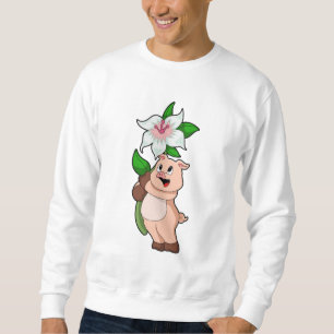 Sweatshirt Pig with Flower Lily