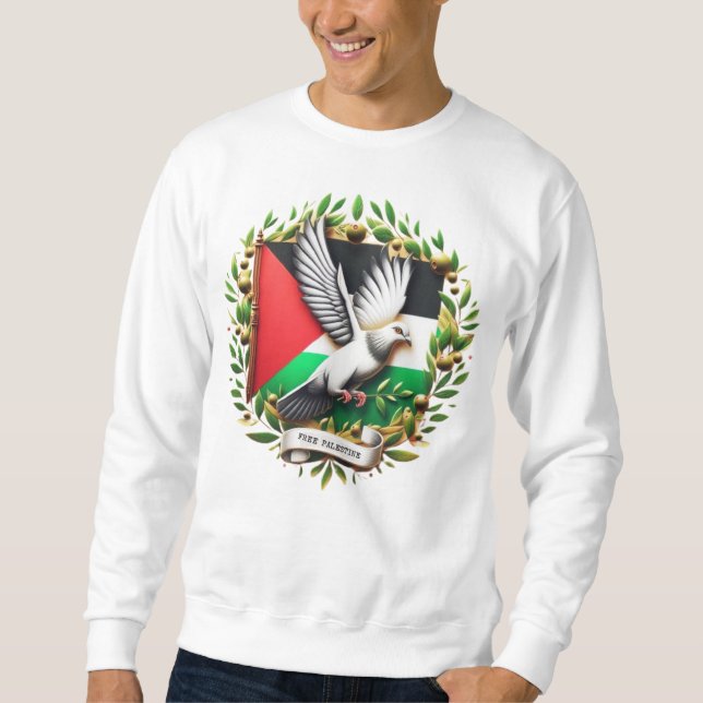 Sweatshirt Pigeon Hold olivier branche libre Palestine Drapea (Devant)