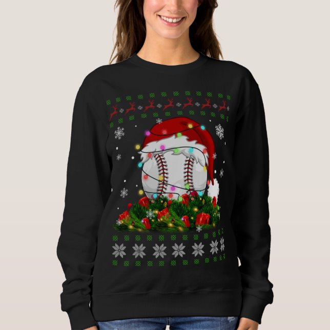 Sweatshirt Pignon de Noël doux feux de pyjama de baseball spo (Devant)
