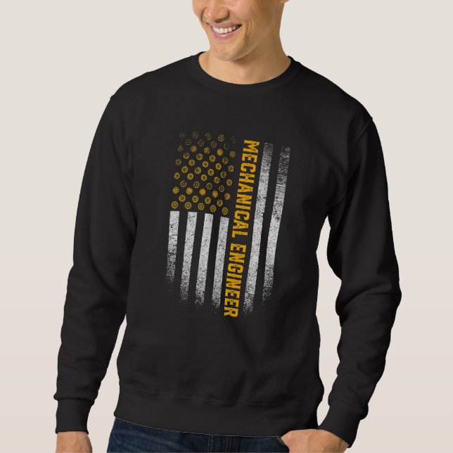 Sweatshirt Pignon d'engrenage d'ingénierie Drapeau USA Ingéni (Devant)