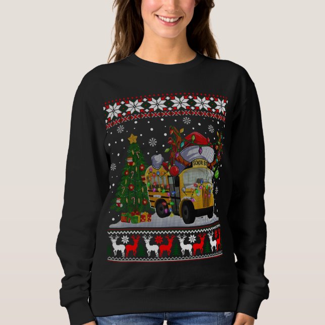 Sweatshirt Pilote de bus scolaire Reindee Santa Hat Ugly Chri (Devant)