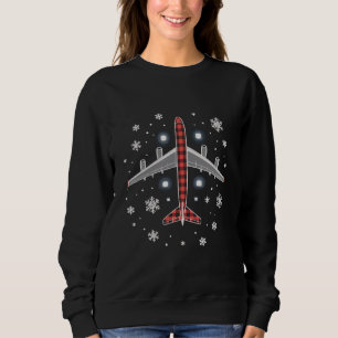 Sweatshirt Pilote de Noël à carreaux d'avion