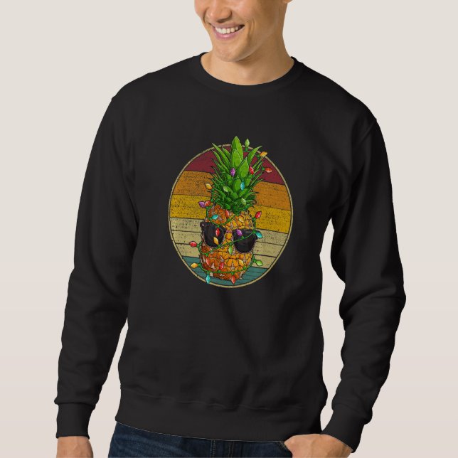 Sweatshirt Pineapple Christmas Tree Lights Retro Style Vintag (Devant)