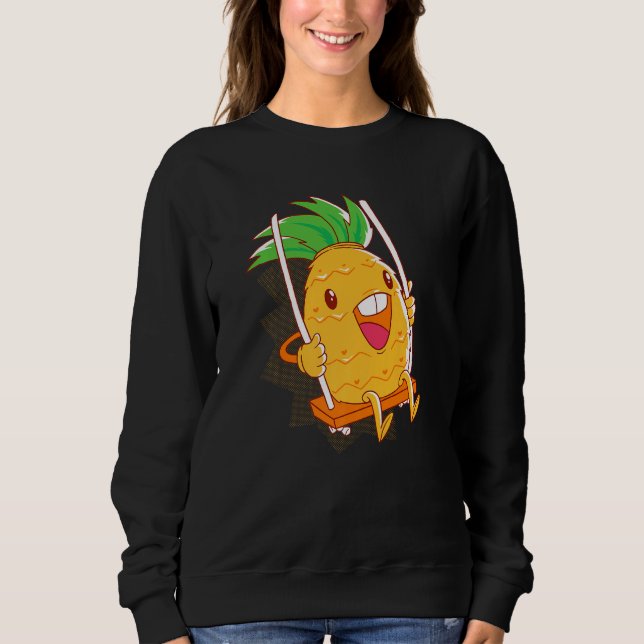 Sweatshirt Pineapple Fruit Figurine Rocking Vegetarian Vegan (Devant)