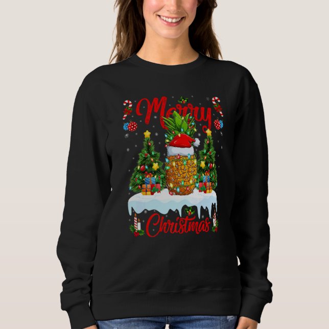 Sweatshirt Pineapple Fruit Lights Xmas Tree Santa Pineapple C (Devant)