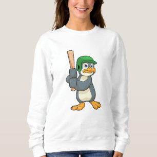 Sweatshirt Pingouin au baseball avec batte et casque de baseb