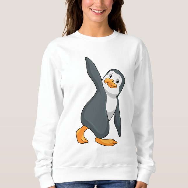 Sweatshirt Pingouin au Yoga Exercice d'étirement (Devant)