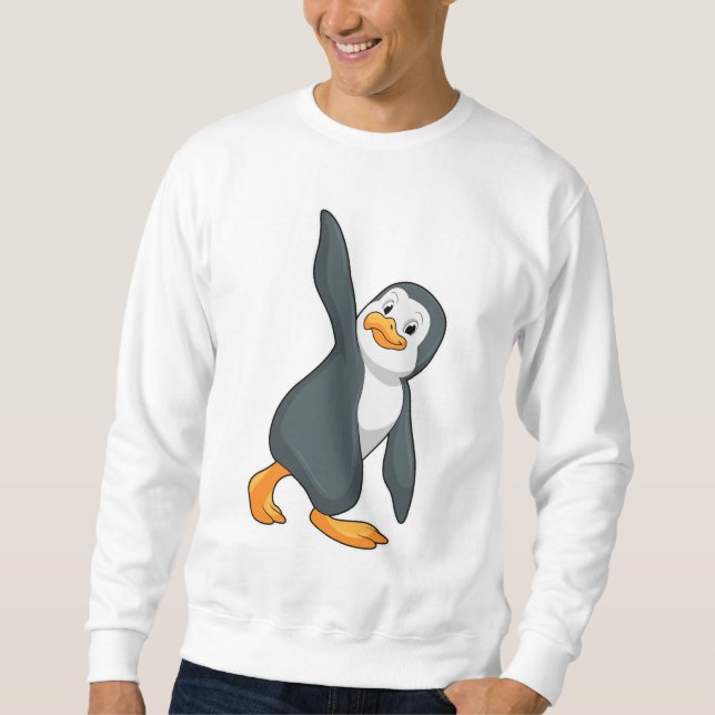 Sweatshirt Pingouin au Yoga Exercice d'étirement (Devant)