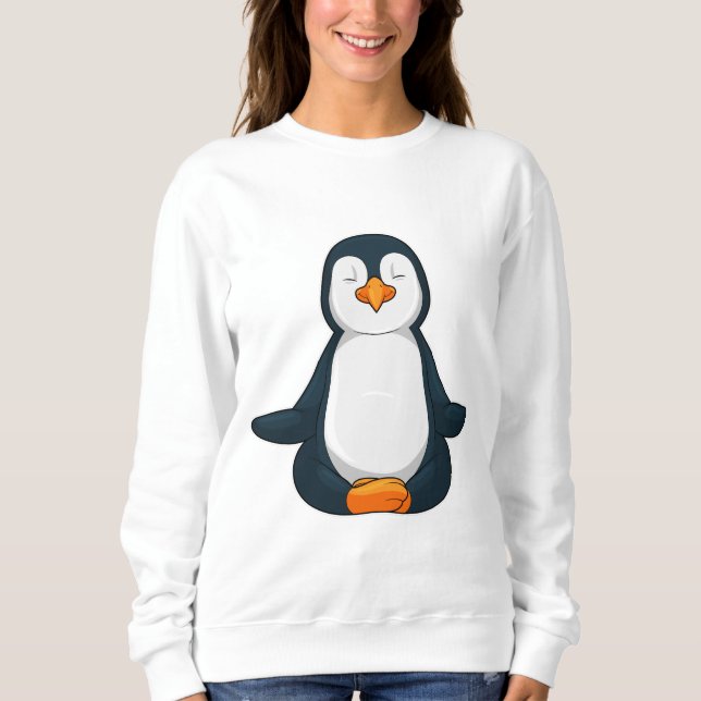 Sweatshirt Pingouin au Yoga Fitness en Assis (Devant)