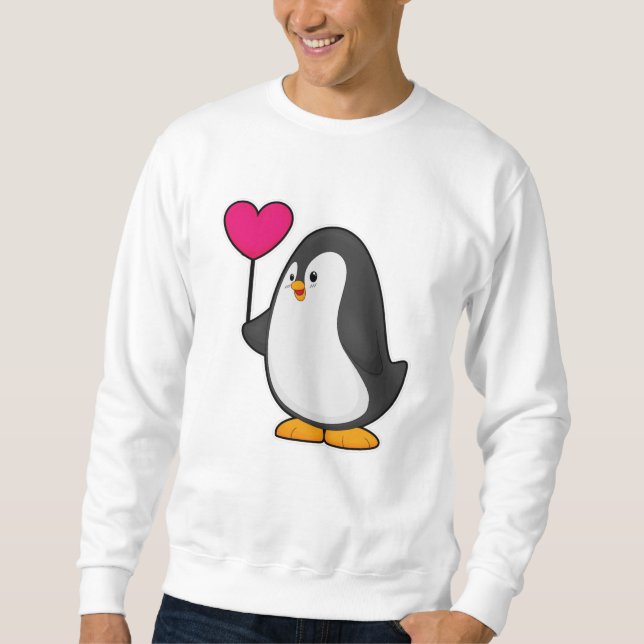 Sweatshirt Pingouin avec ballon cardiaque (Devant)