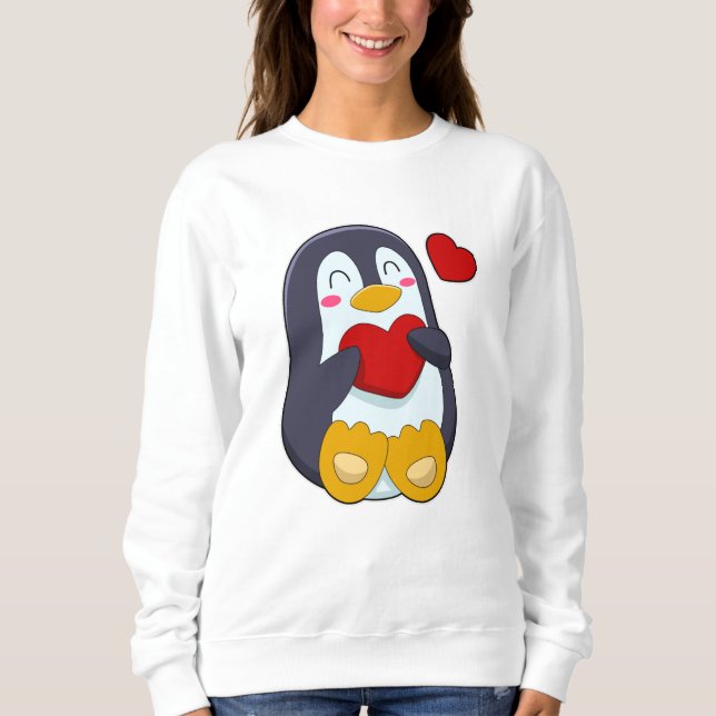 Sweatshirt Pingouin avec coeur (Devant)