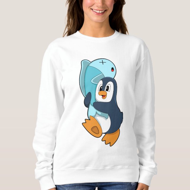 Sweatshirt Pingouin avec poisson (Devant)