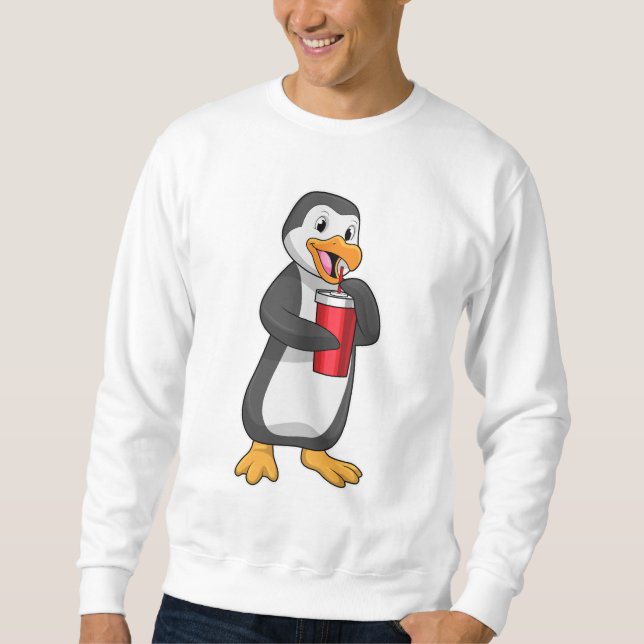 Sweatshirt Pingouin avec tasse à boire avec paille (Devant)