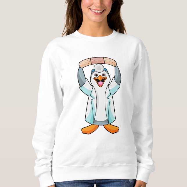 Sweatshirt Pingouin comme docteur avec plâtre (Devant)