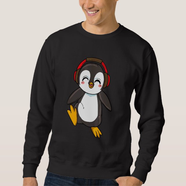 Sweatshirt Pingouin Cute Avec Casque Danser Danse Zoo Et (Devant)