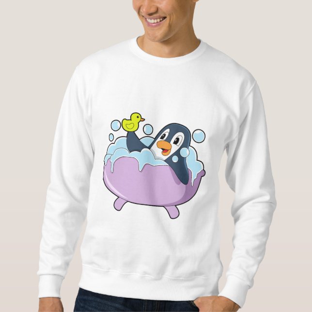 Sweatshirt Pingouin dans la baignoire avec canard (Devant)