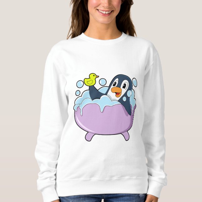 Sweatshirt Pingouin dans la baignoire avec canard (Devant)