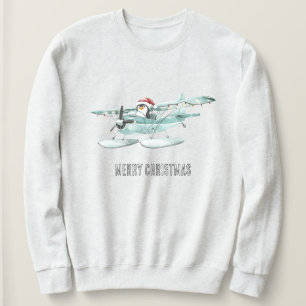 Sweatshirt Pingouin dans l'avion Noël