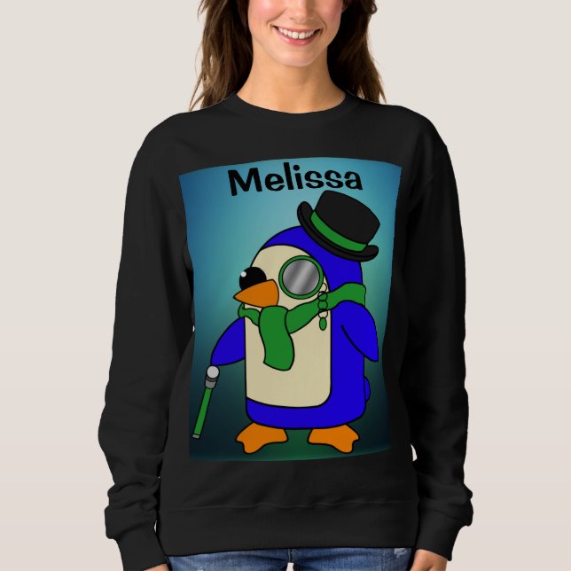 Sweatshirt Pingouin de dessin mignon vert clair (Devant)