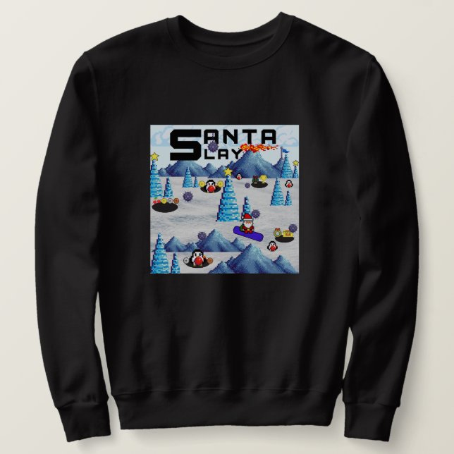 Sweatshirt Pingouin de l'équipe de snowboard père Noël de Mik (Design devant)