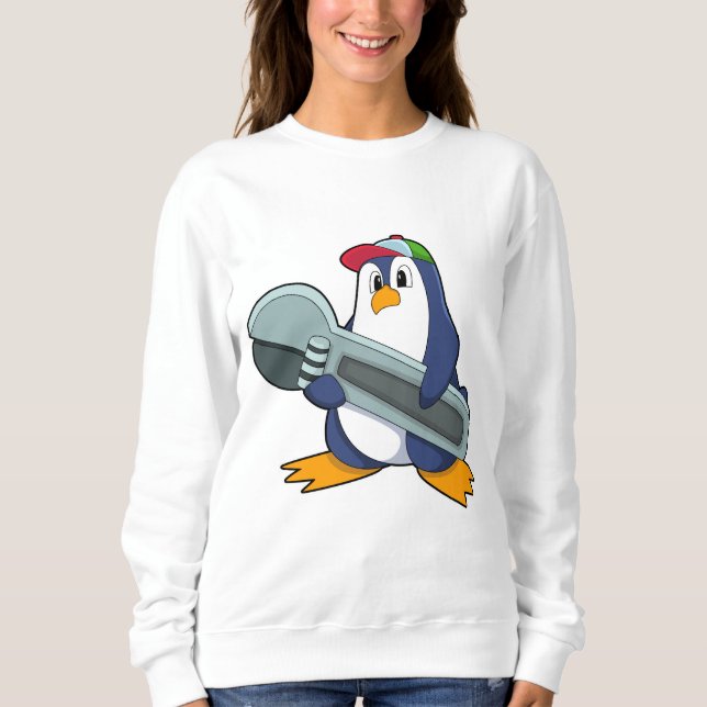 Sweatshirt Pingouin en mécanique avec outil (Devant)