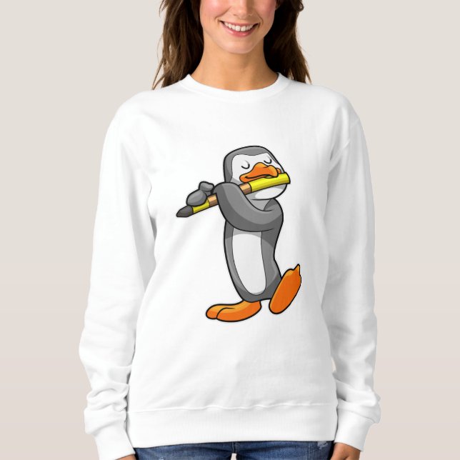 Sweatshirt Pingouin en musique avec Flûte (Devant)