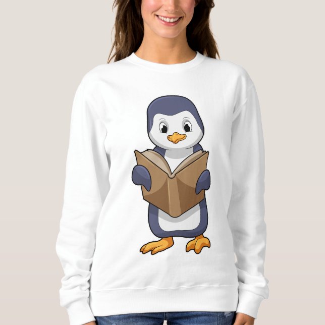 Sweatshirt Pingouin Nerd avec Livre (Devant)