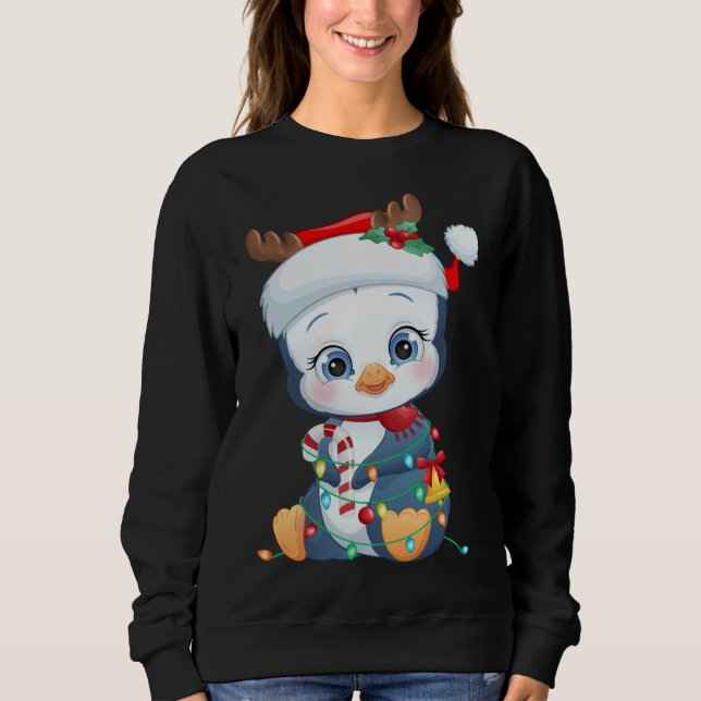 Sweatshirt Pingouin Santa Hat Noël Pingouin Amateurs de pyjam (Devant)